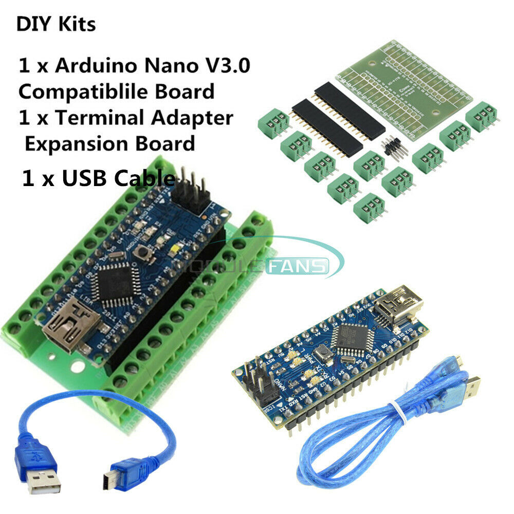 Nano V3.0 5V Microcontroller CH340G +Terminal Adapter Sheild Board For Arduino