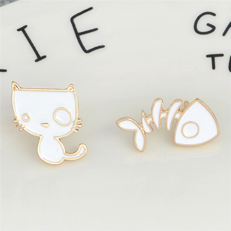 2PCS/Set Cute Cat Fish Bone Brooch Pins DIY Denim Jacket Pin Badge Jewelr.l8