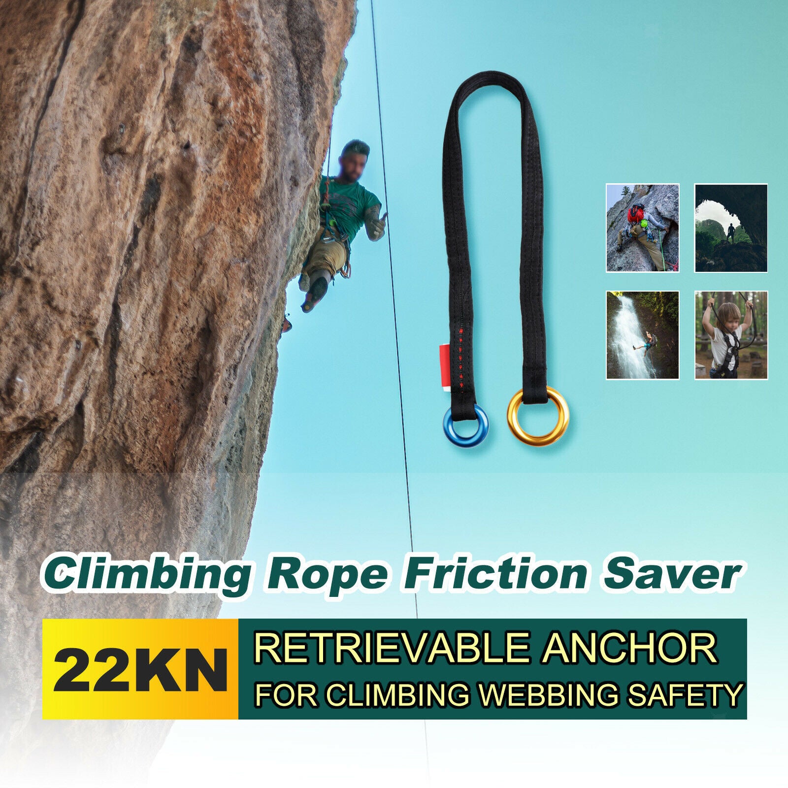 Friction Saver 22KN Tree Climbing Cambium Saver Belt Retrievable Anchor 35"