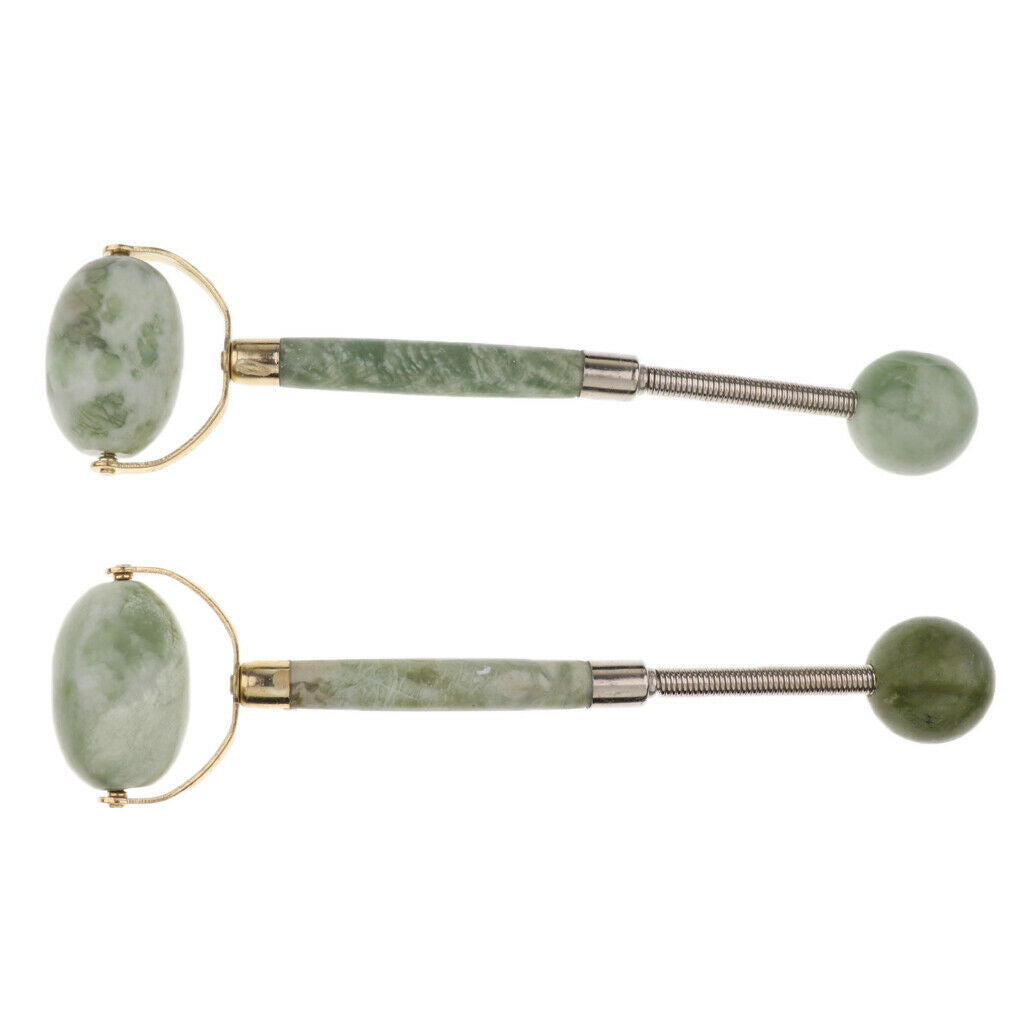 Double Heads Natural Jade Facial Massage Roller Massager Hammer Stick Tool