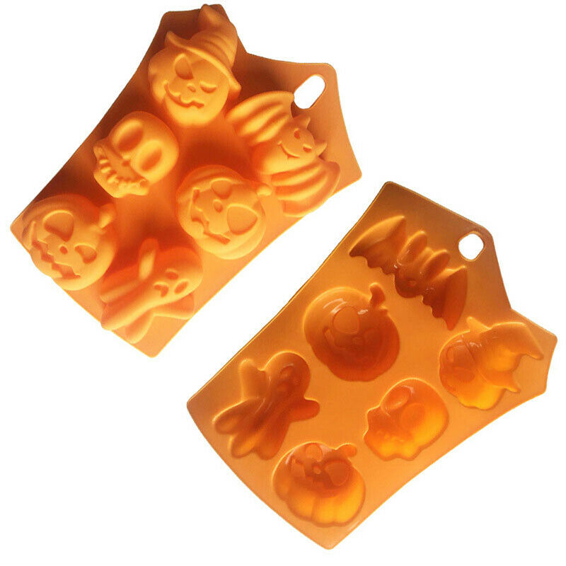 Halloween Silicone Mold Bats Spooky Pumpkin Baking Soap Maker Candy Making Mo DF