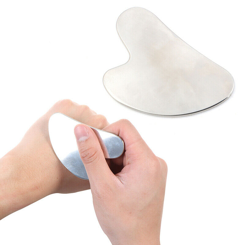 Stainless Steel Face Care Massager Facial Roller GuaSha Board Tool Beauty HealI7