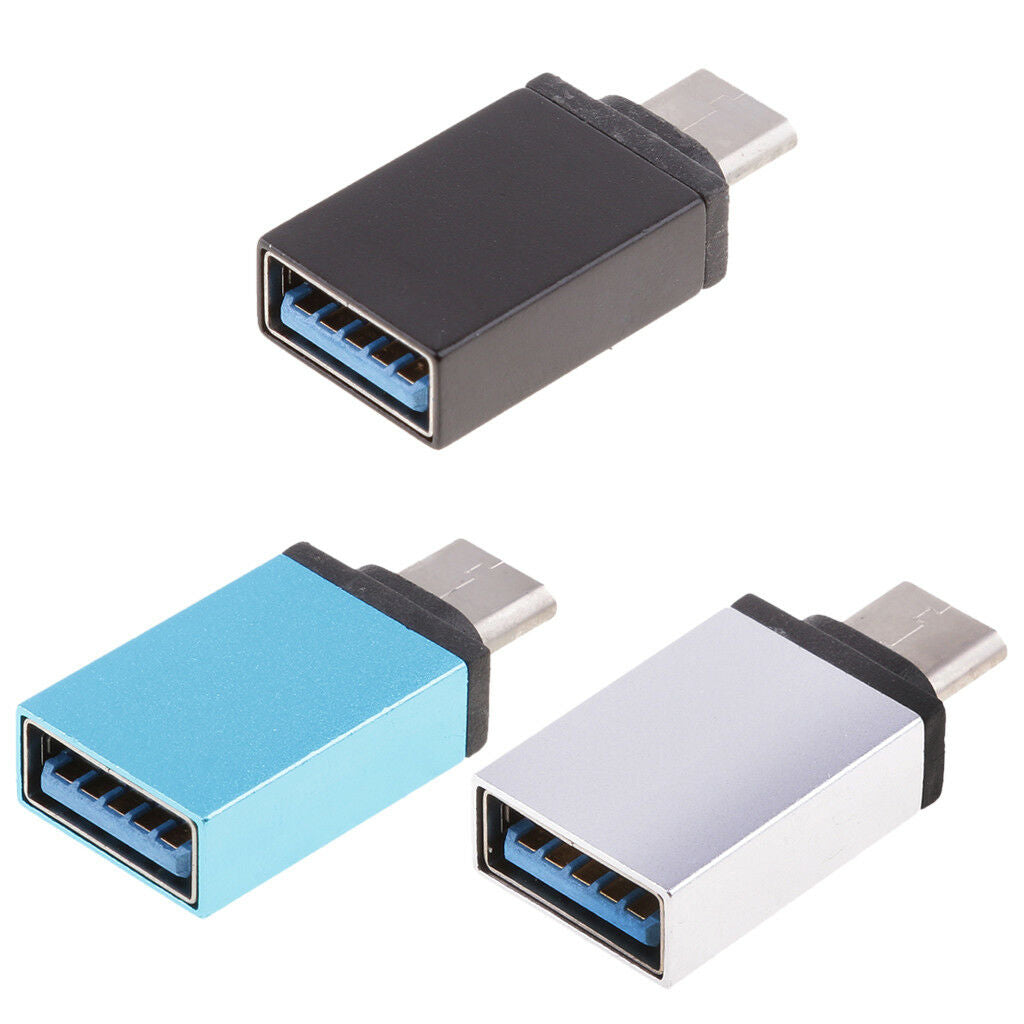 2 Pcs Aluminum Type-C to USB 3.0 Adapter with OTG Functions Reversible Plug