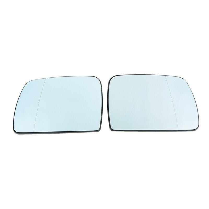 2PCS Door Side Wing Mirror Glass W/ Heated Blue For BMW X5 E53 2000-2006