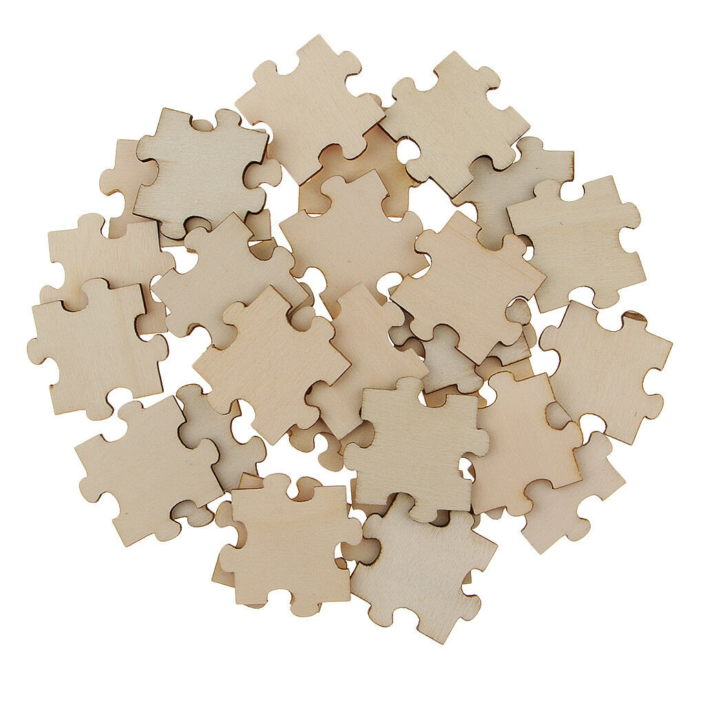 Pack of 50 40mm Unfinished Wood Puzzle Pieces For Arts & crafts, Card Making