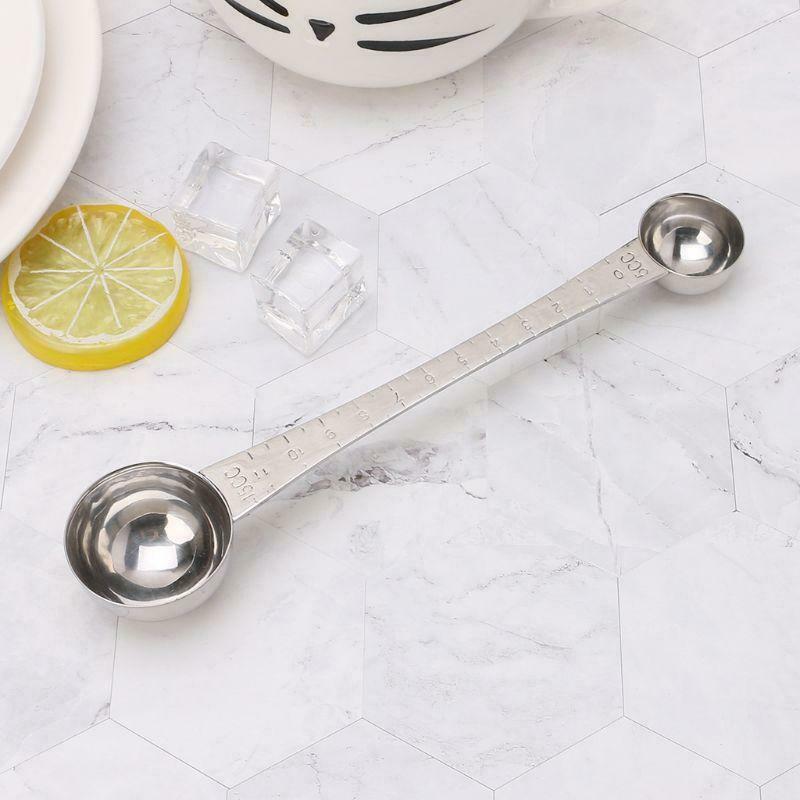 Stainless Steel Double Ends Measuring Spoon With Scale Coffee Scoop Tablespoon