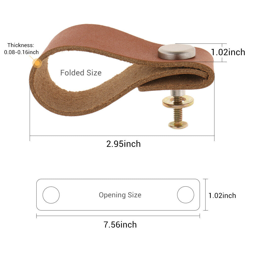 6Pcs PU Leather Cabinet Pulls Cupboard Drawer Dresser Door Knob Handle