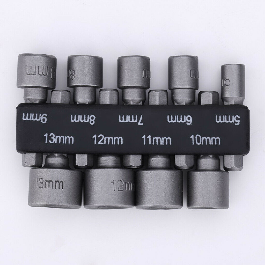 1 Set of 9 Pieces 1/4-Inch Hex Shank Magnetic Power Nut Driver Metric (5mm -