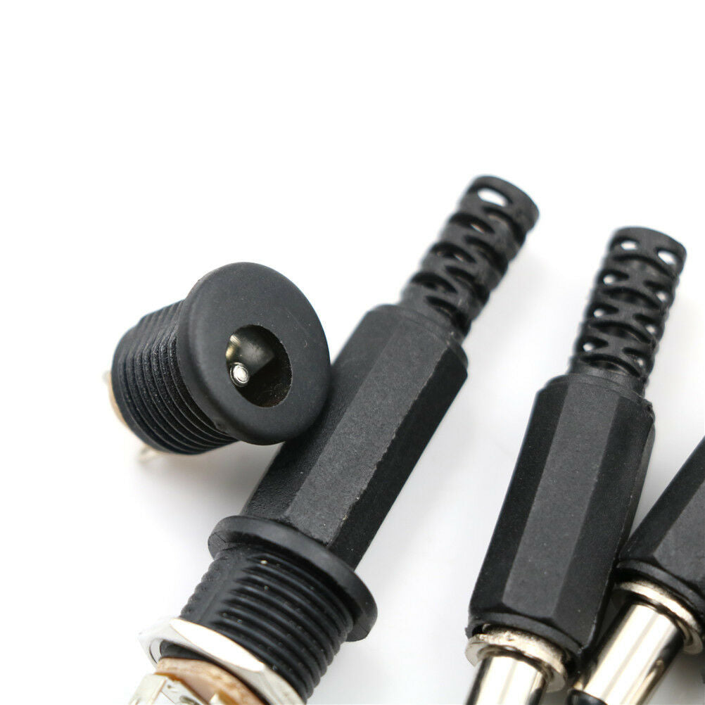 10x 5.5mm*2.1mm Male DC Power Plug Connector Screw Lock Female Panel Sock.l8