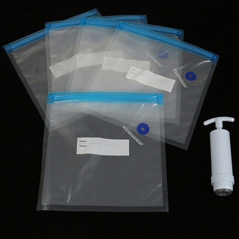 5PCS Packaging Bag+Food Vacuum Sealer Storage Saver Hand Pump Kitchen ODEAU