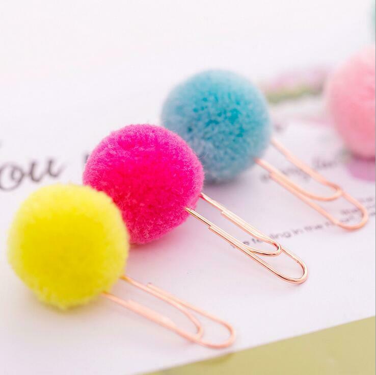 10X Mixed Hairball Metal Paper Clip Bookmark Stationery decoration paper clip