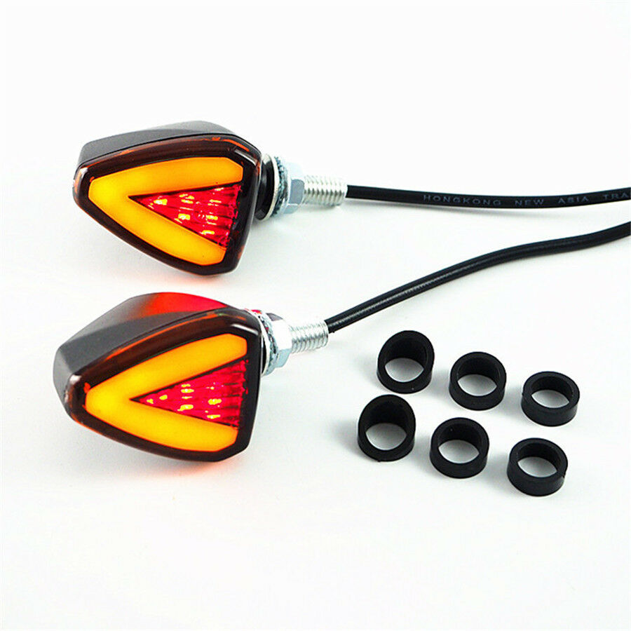 2x Motorcycle Bike Amber LED Turn Signal Indicator Blinker Light Red-Brake Lamp
