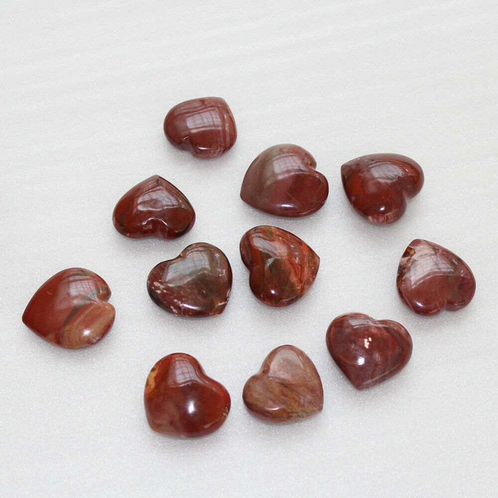 1PC Natural Red Petrified Wood Heart Fossilized Crystal Agate Mineral Madagascar