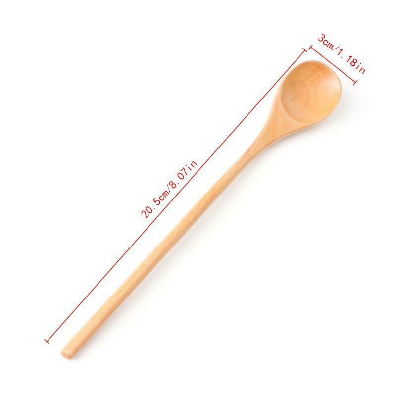 Wooden Spoon Soup Sugar Teaspoons Long Handle Kitchen Utensil Tool Tableware