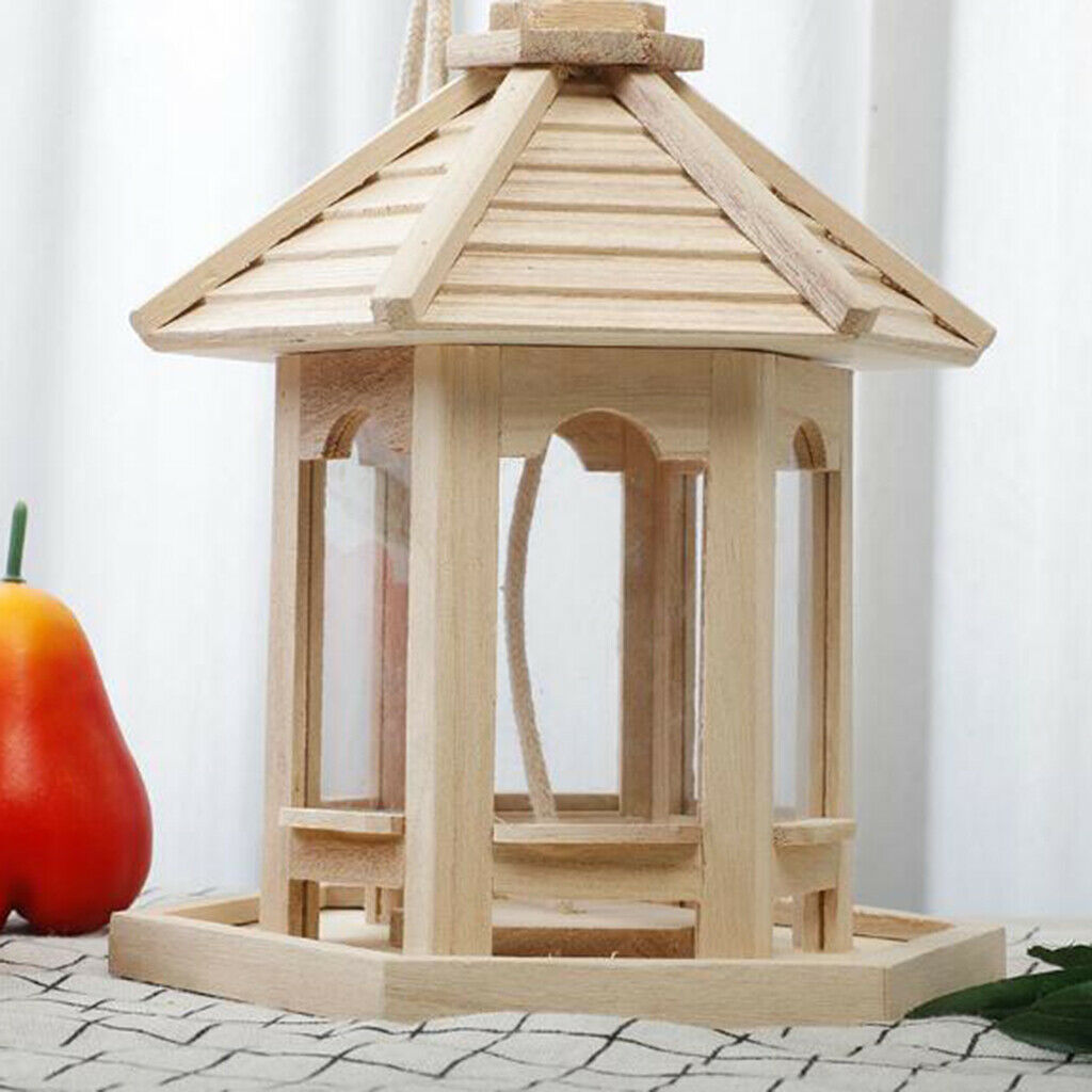 2Pcs Hanging Wooden Bird Feeder Garden Yard Outdoor Tree Patio Decoration