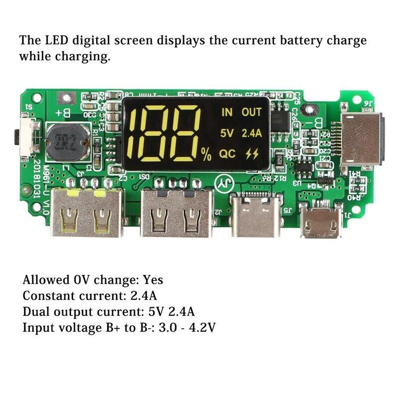 4Pcs 18650 Charging Board Dual USB 5V 2.4A Mobile Power Bank Module 186 50 LitL6