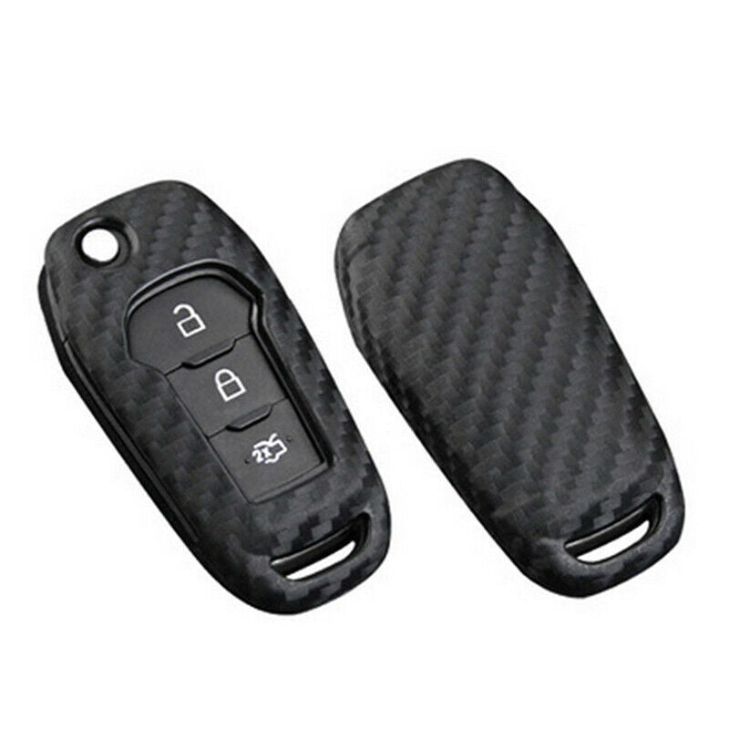 Fit Ford Focus/Explorer/Range Silicone Carbon Fiber Smart Key Case Cover