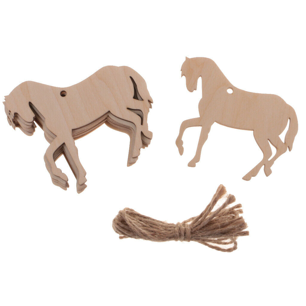 10pcs Wooden Horse Charms Crafts Tags Scrapbook Kids Crafts Bars Decors