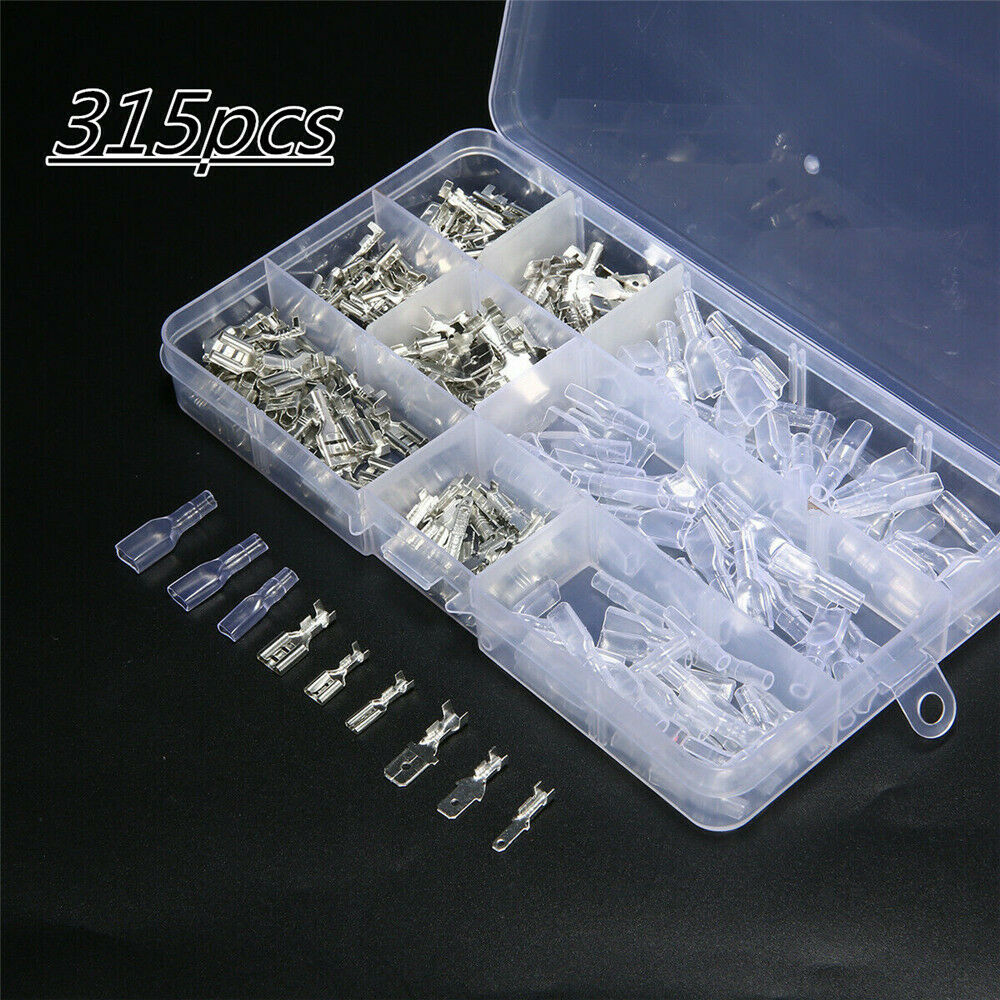 315PCS 2.8mm/4.8mm/6.3mm Female Male Spade Connectors Wire Crimp Splice Terminal