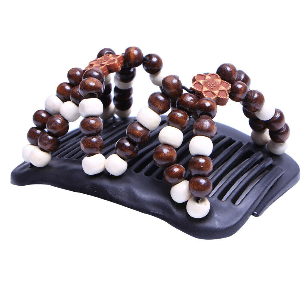 6x Wood Beaded Double Hair Comb Clip Stretchy Hair Stying Accessory Decorations