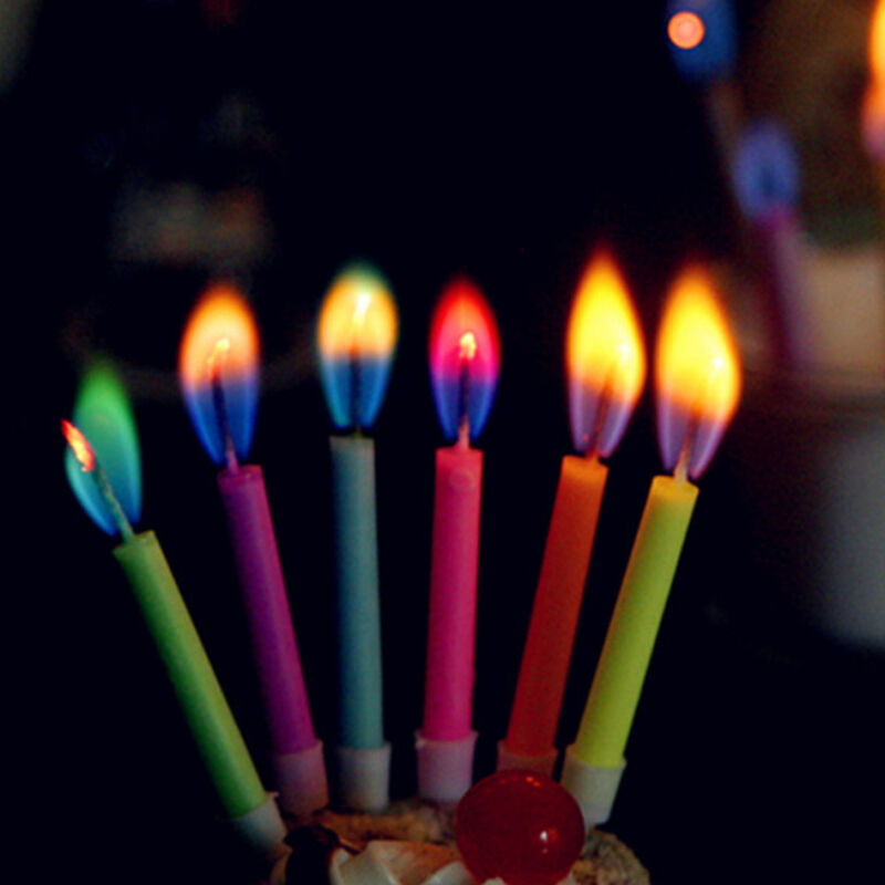 12Pcs Child Colorful Mixed Candles Flames Cute Birthday Party Cake Toppers Decor
