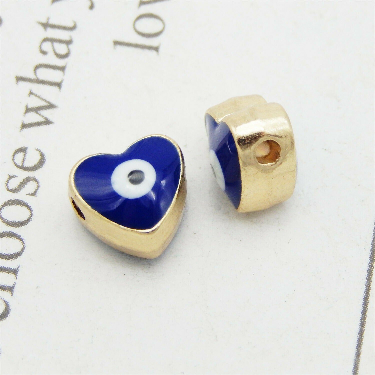 8X6mm Enamel Heart Turkish Loose Spacer Bead Evil Eye Bracelet Jewelry DIY 12PCS
