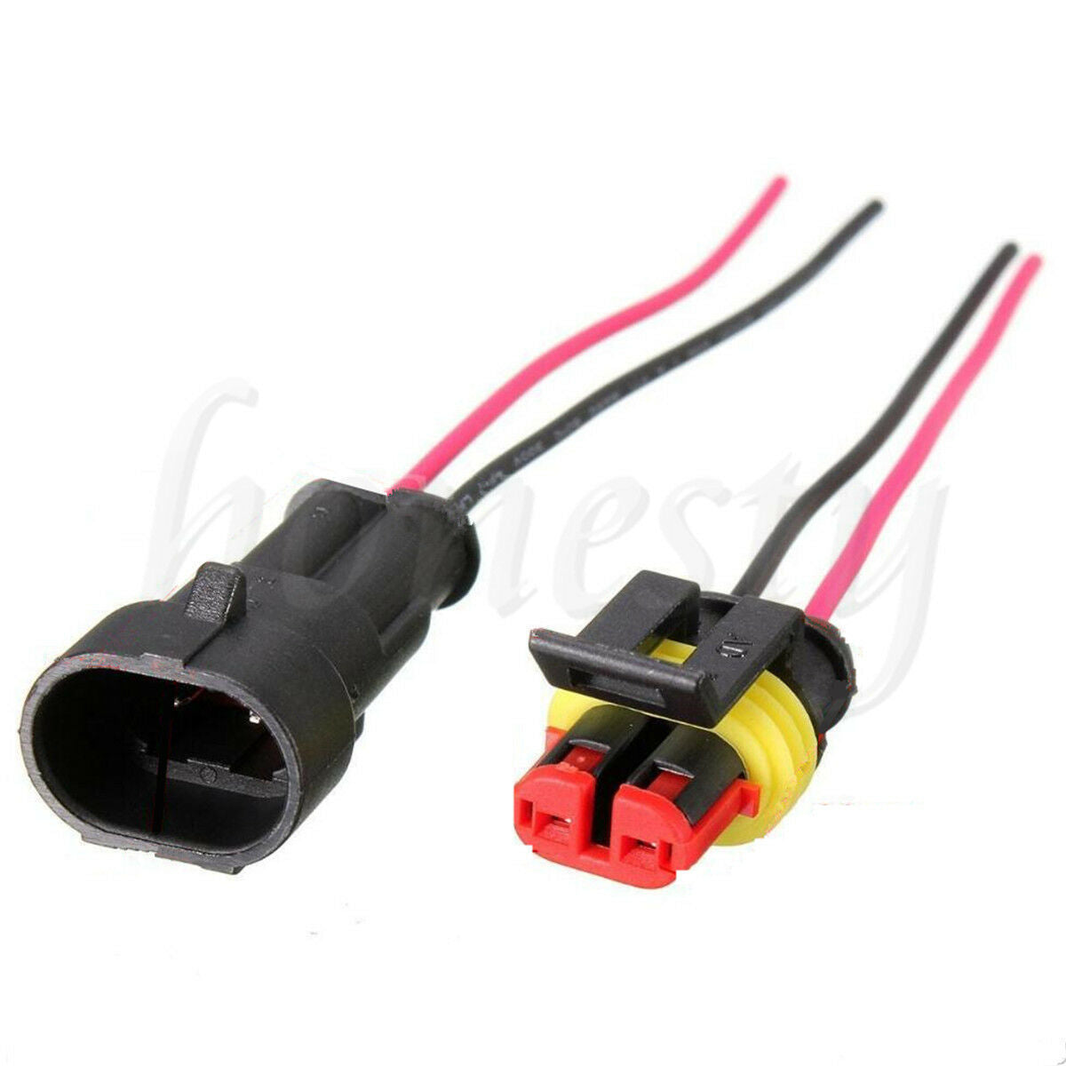 Two set 2 Pin Way Sealed Waterproof Electrical Wire Connector Plug Car Auto