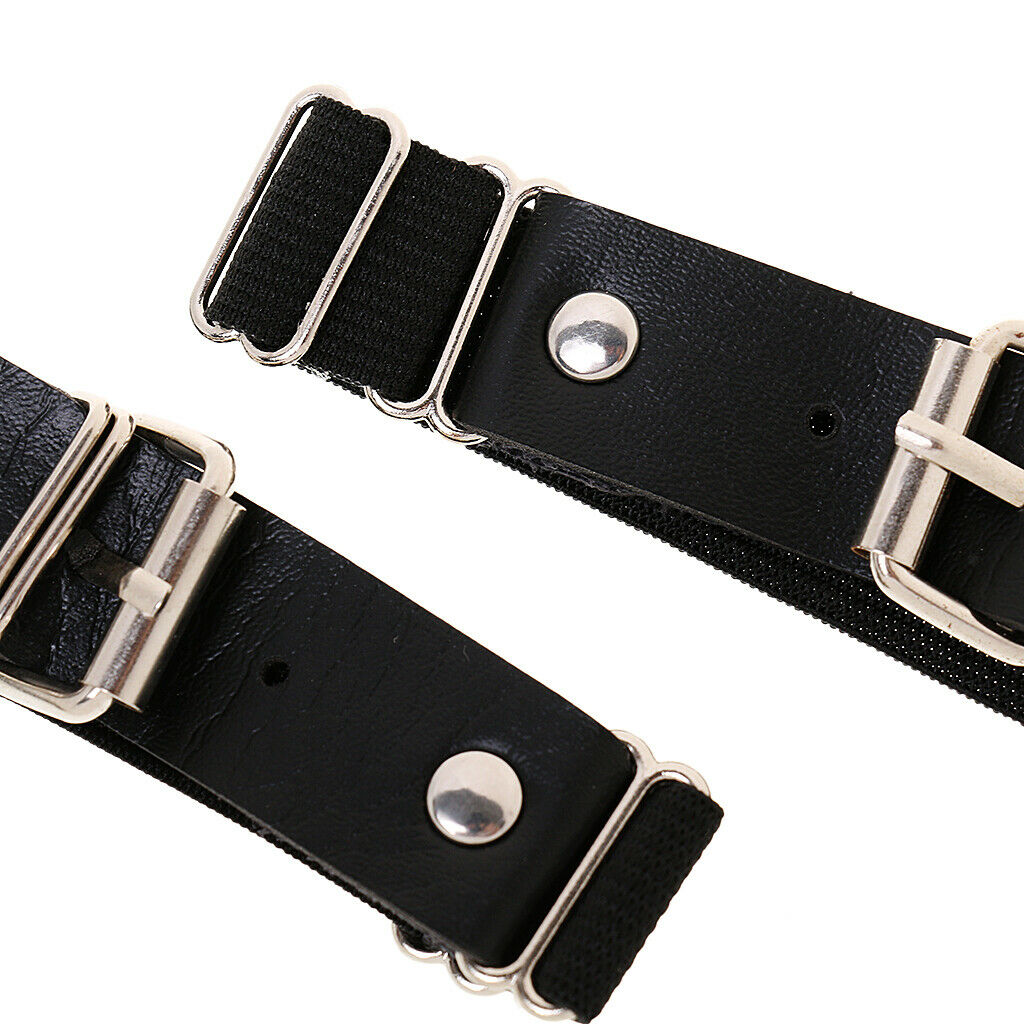 1 Pair Black Punk PU Leather Adjustable Strap Clips Garter Leg Garter Belt