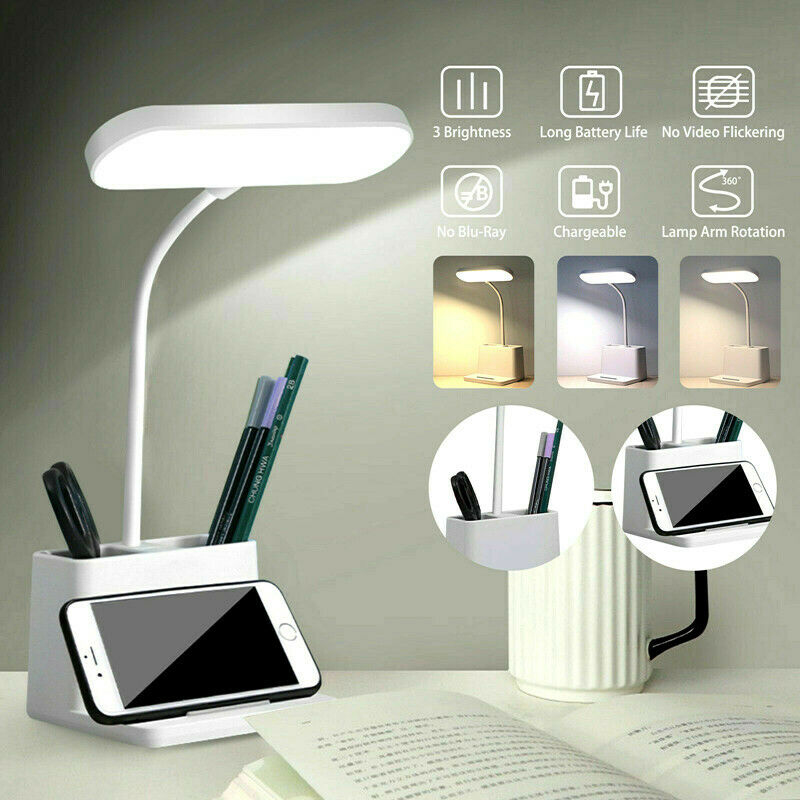 USB Rechargeable Dimmable LED Desk Lamp Table Reading Light Touch Control Gift