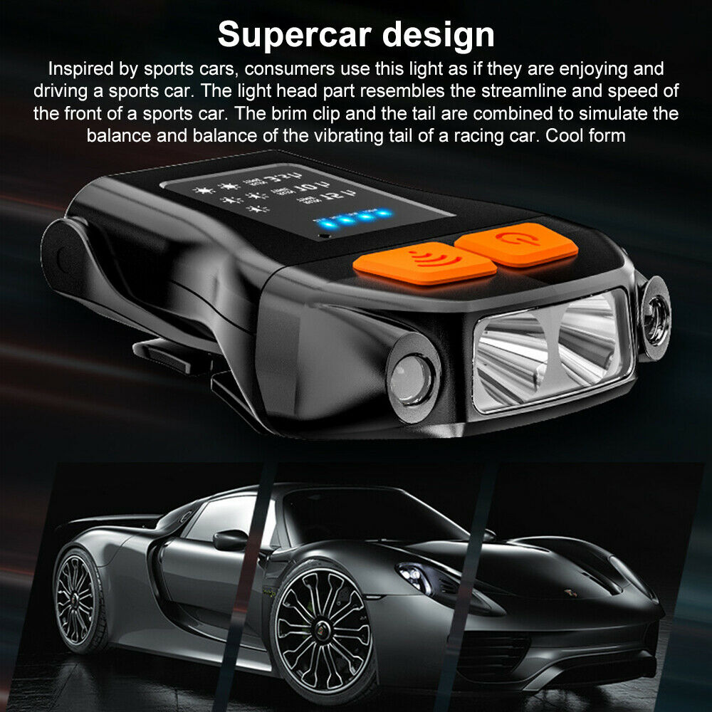 USB Charging Waterproof Head Cap Lamp LED Smart Sensor Night Fishing Light