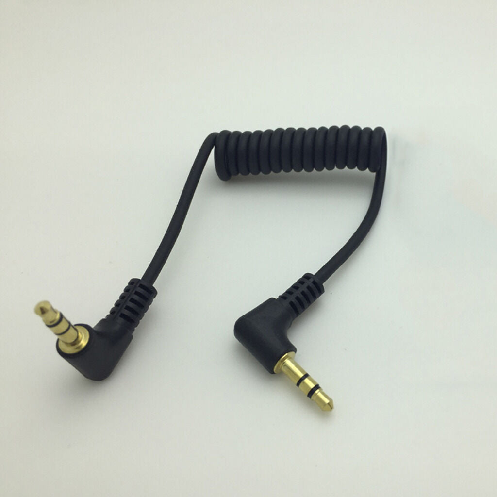 2X 3.5mm Male to Male Stereo Audio Extension Cable Aux Spiral Coiled Cord Black