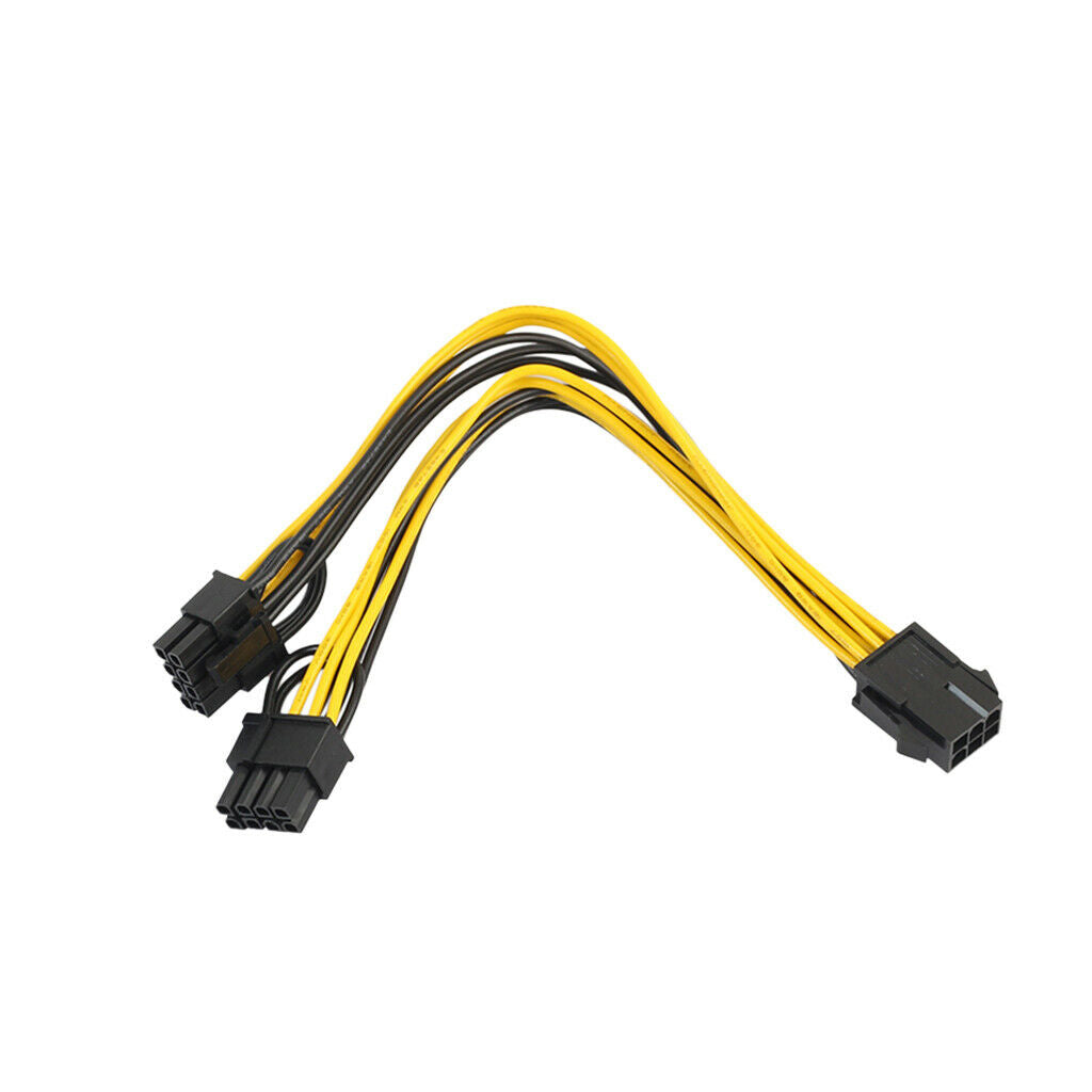 prettyia 2x 6Pin to Dual 2x 8 Pin (6+2)   Power Cable for Graphics Card
