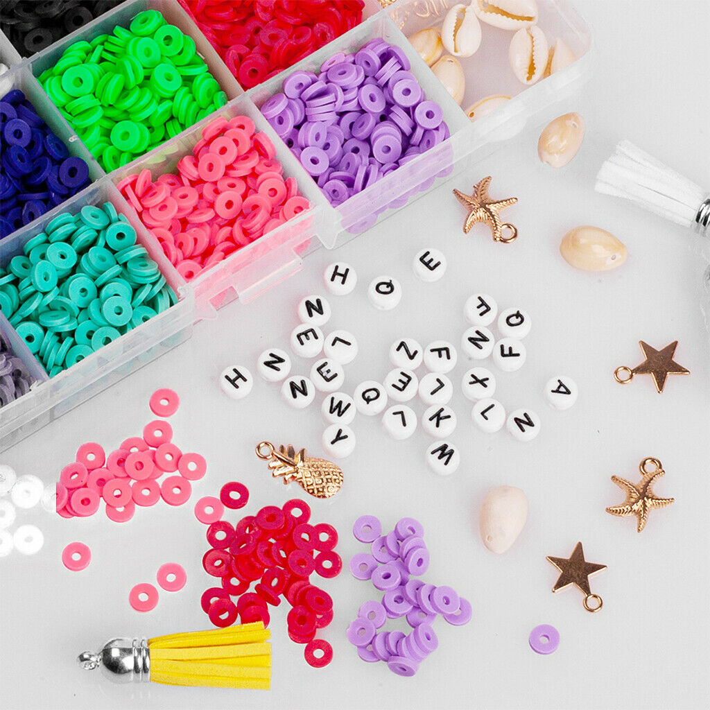 Clay Heishi Beads Round Beads Kit for Bracelets Necklace Handmade 18 Colors