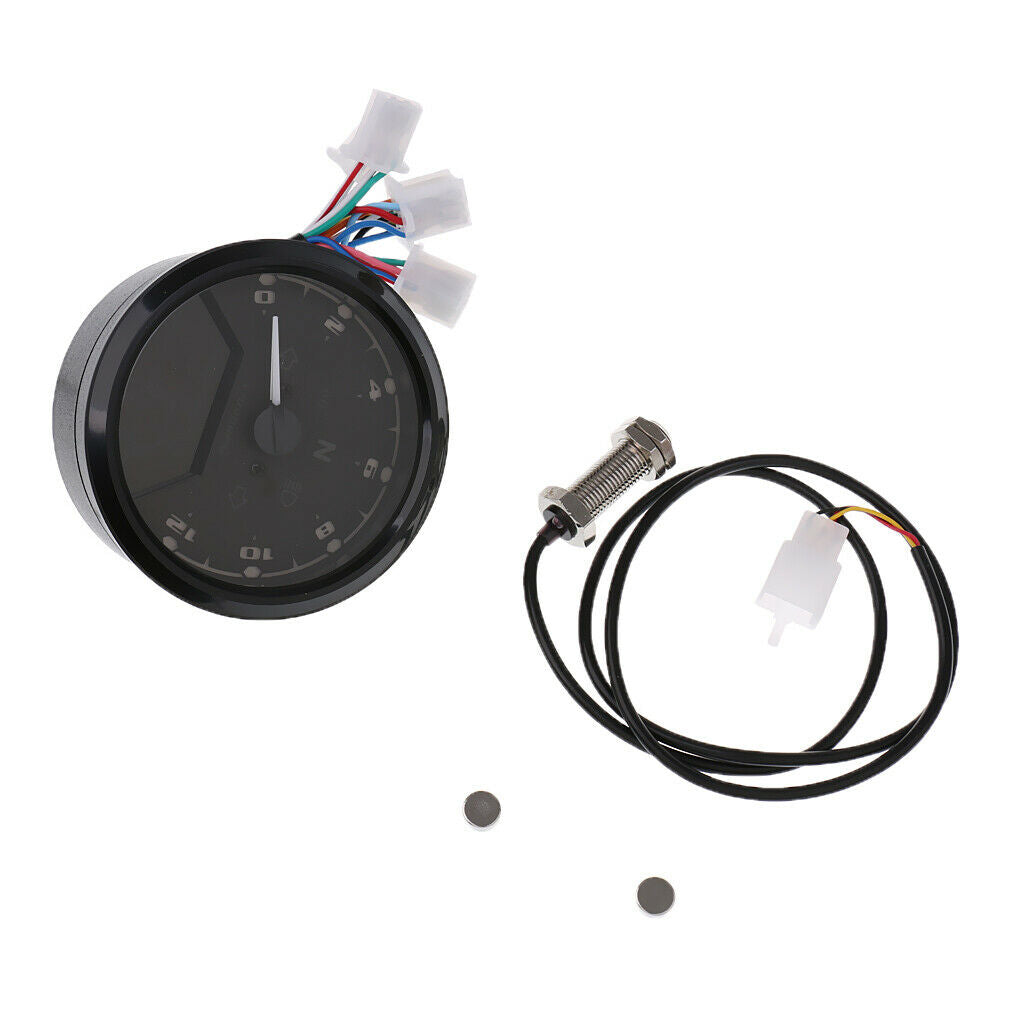 Universal 12000 RPM LCD Digital Speedometer with Odometer Tachometer Gauge 199
