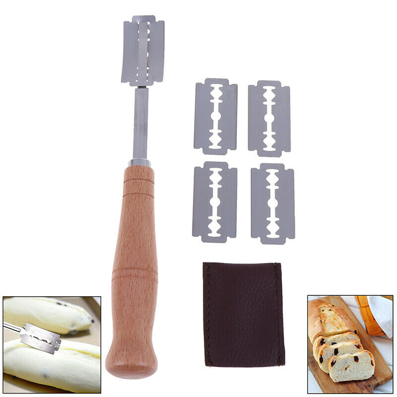 5 Blades Bread Bakers Lame Slashing Tool Dough Making Cutter Wood Handle .l8