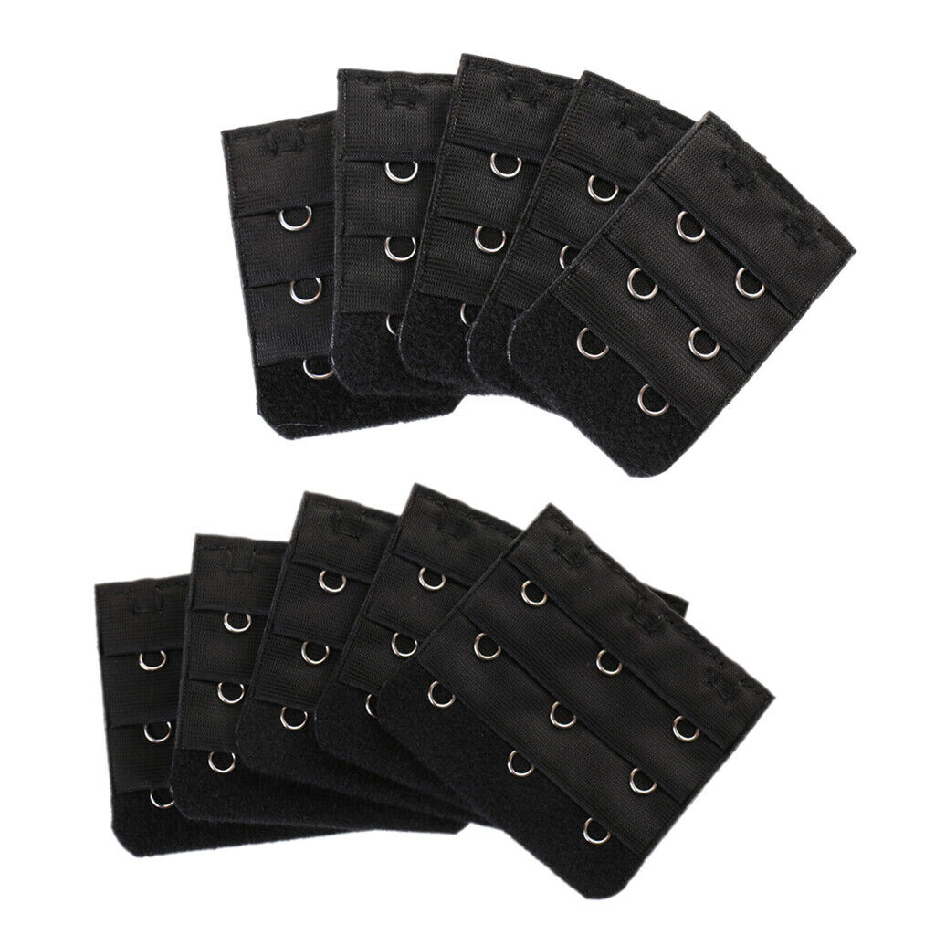 Pack of 10 Piece Elastic Bra Extenders Easily Fit Bra Extension Straps with 3