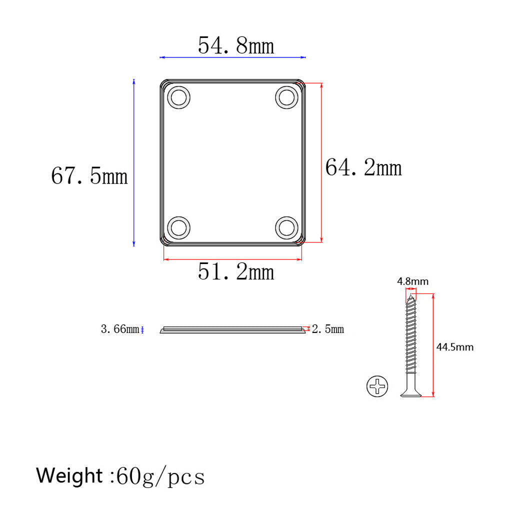 Guitar Neck Reinforcement Plate And Screws 4Pcs for Guitar Parts