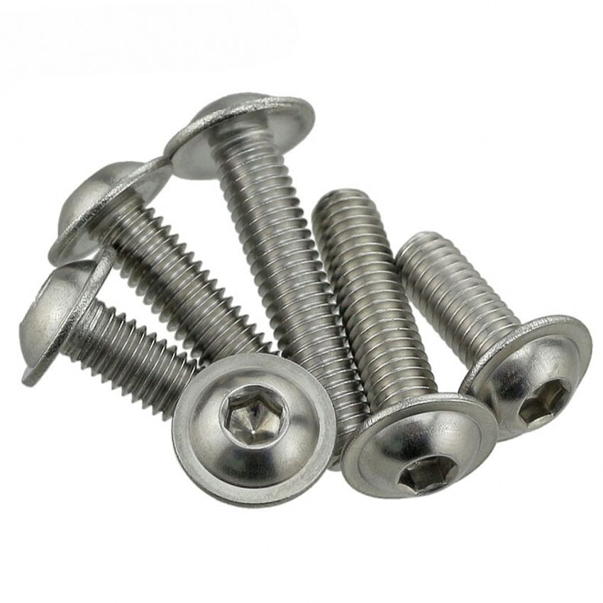 10PCS M6 x 12 A2 304 STAINLESS HEX SOCKET FLANGED BUTTON HEAD ALLEN BOLTS SCREWS