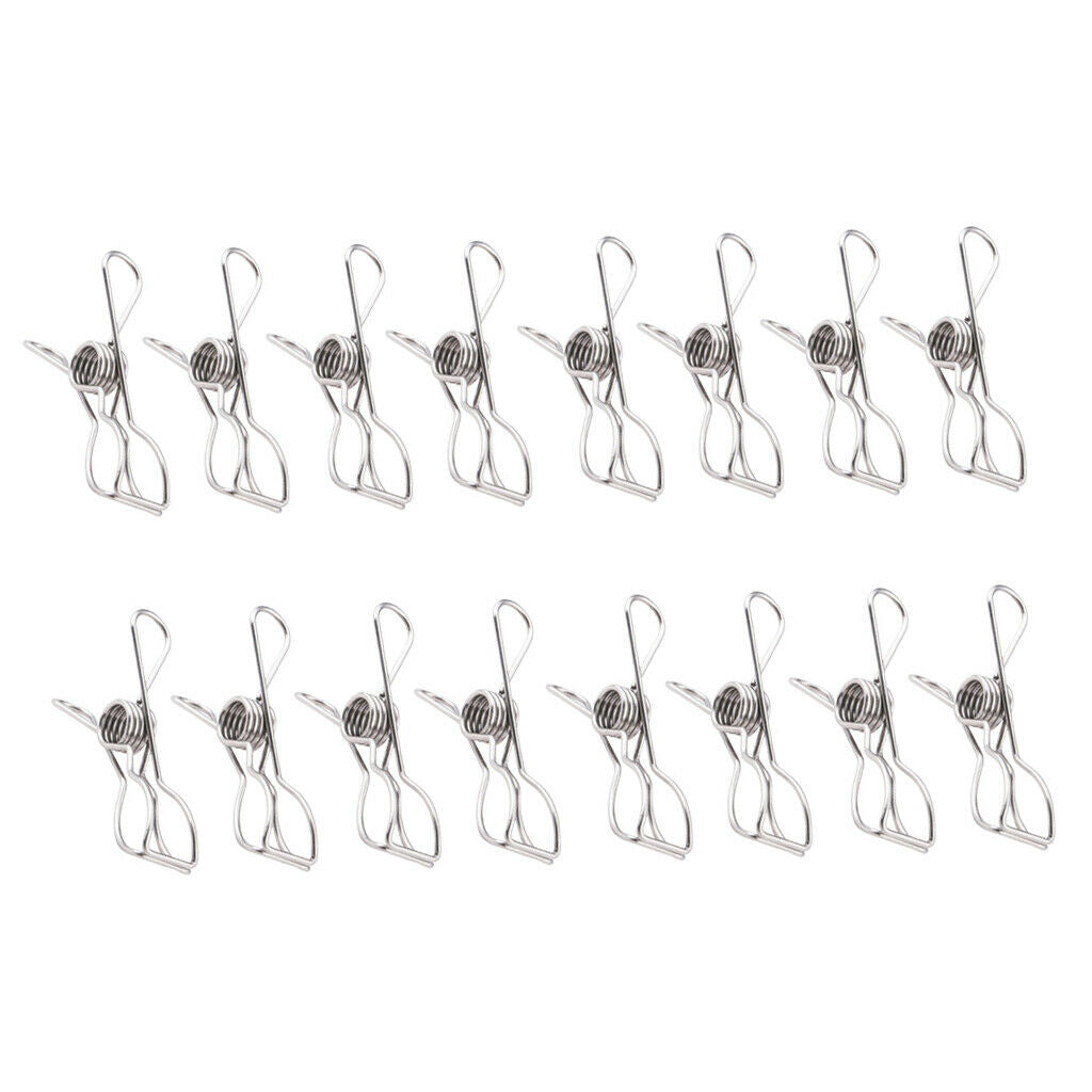 16 Pieces Multi-purpose Clothesline Utility Clips Steel Wire Clips 10cm