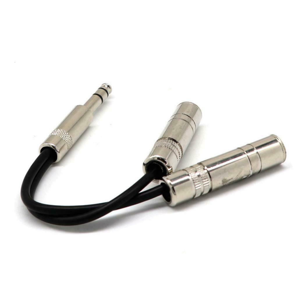 2x 8inch Long 1/4" Male to Dual 1/4" Female Audio Y Splitter Cable Connector