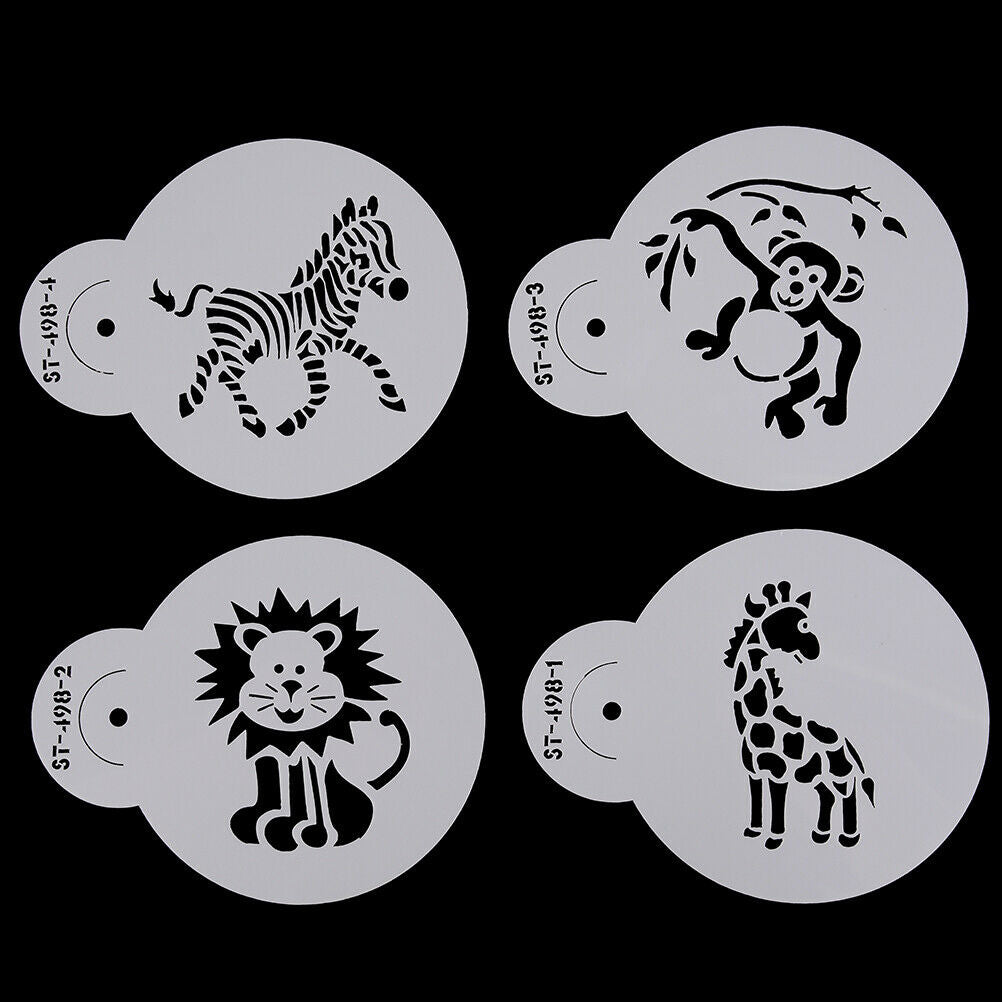 4pcs Animals Cookie Stencil for Cake Decor Sugarcraft Fondant DIY Mold St.l8