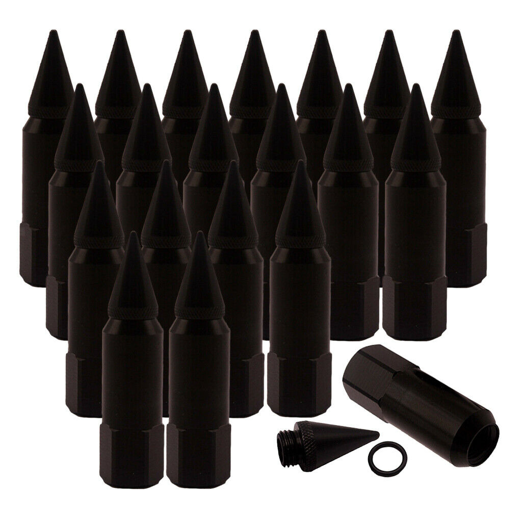 20Pcs Black Racing Car Wheel/Rims Hub Lug Nuts w/Spikes 60mm Car-Styling