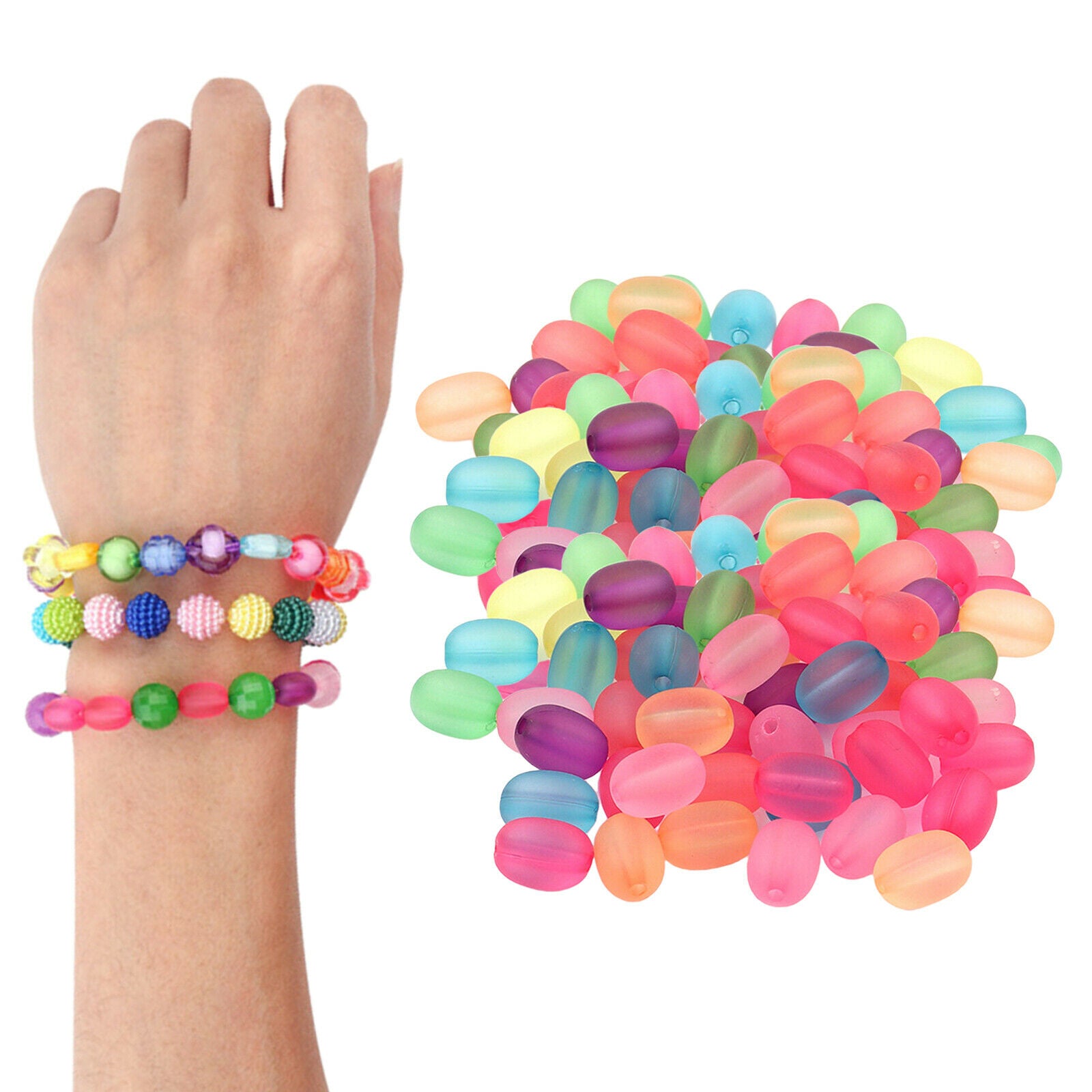 300Pcs Oval Beads 10mm Jewelry Making Crafting Loose Bead Charms Accessories