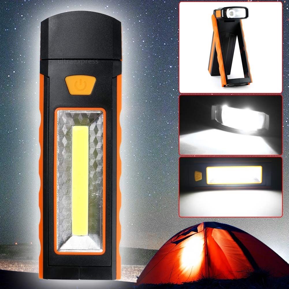 3W COB LED Flashlight Camping Lamp Inspection Working Tent Light Magnetic Torch