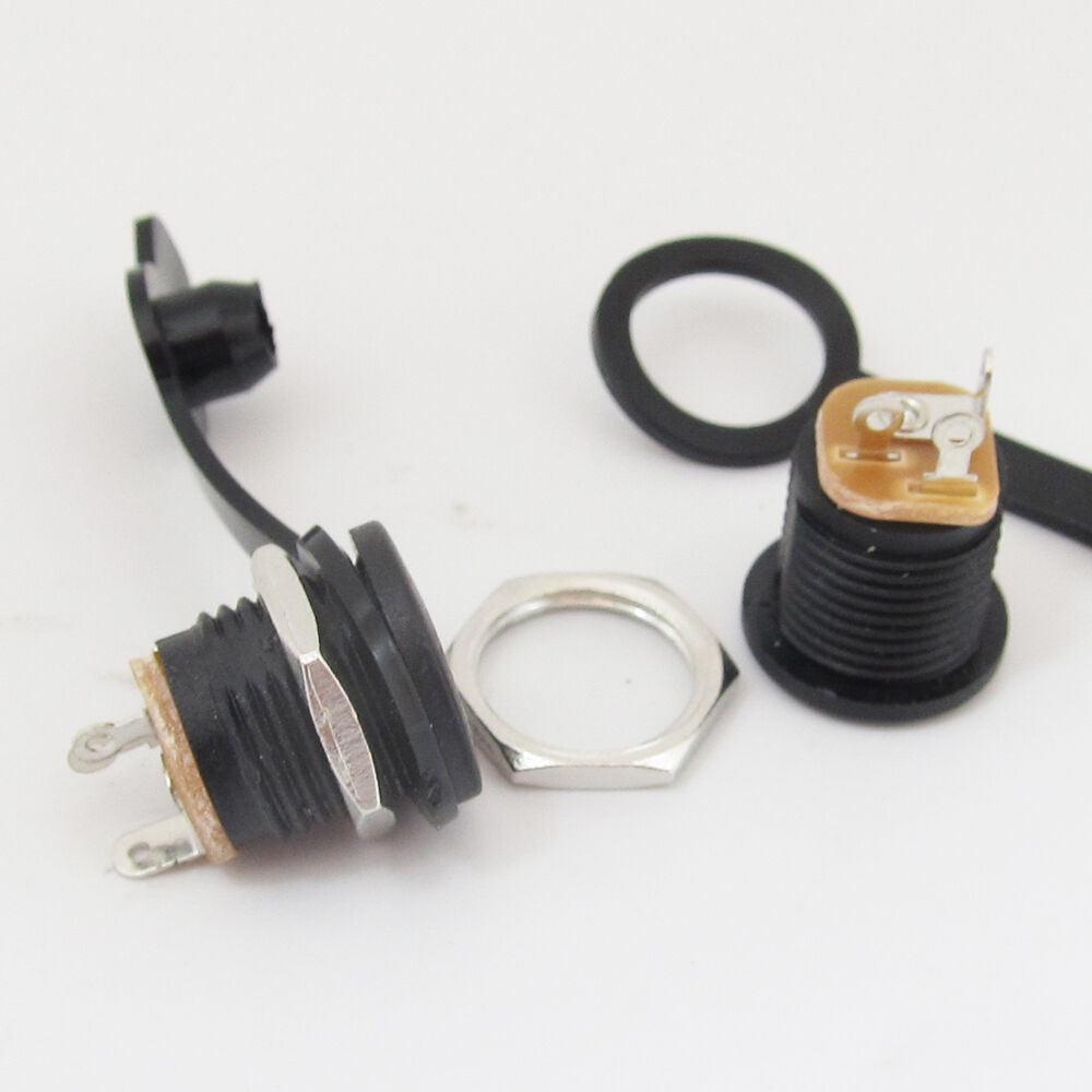 10pcs Copper 5.5x2.1mm DC Power Female Jack Socket with Waterproof Cover & Ring