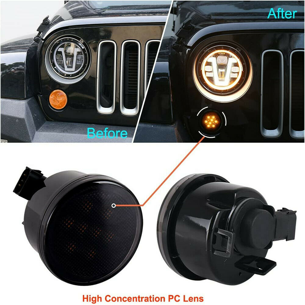 For Jeep Wrangler JK JKU 2007-2017 JK LED Turn Signal Lights Smoked Lens Amber