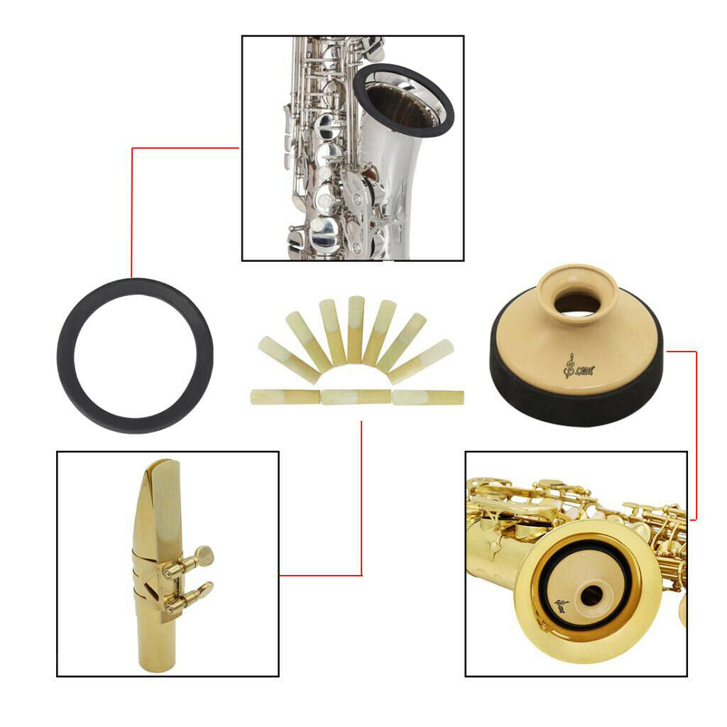 Alto Saxophone Sax Accessory Kit Practice Mute+Reeds+Silencer Ring for Beginners