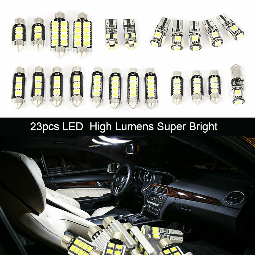 23pcs LED Car Light Bulb Interior Map Dome Trunk License Plate Lamps Kit White C