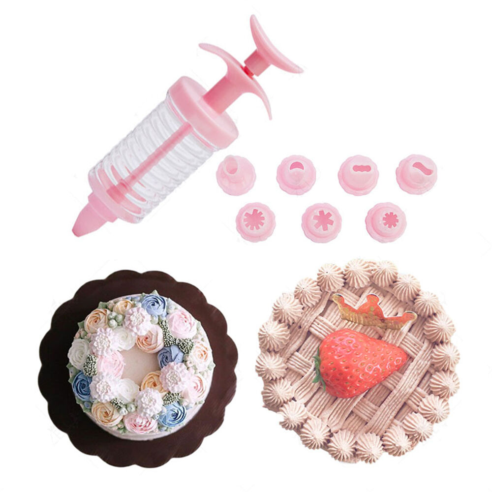8x Cake Decor Nozzle Icing Baking Piping Bakes Cooking Syringe Piping Sweet set