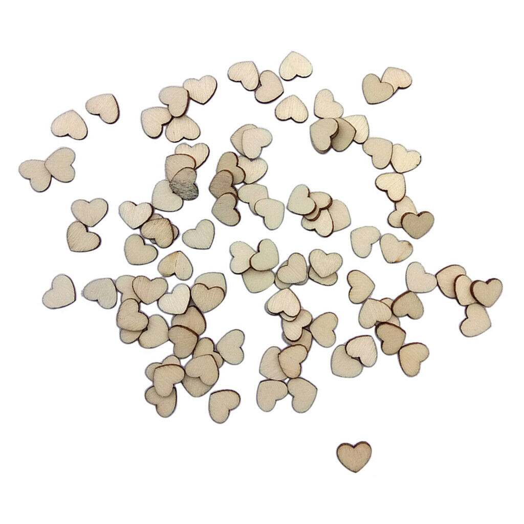 100 Pieces Wooden Hearts Shaped Wood Slices Crafts for Wedding Table Scatter
